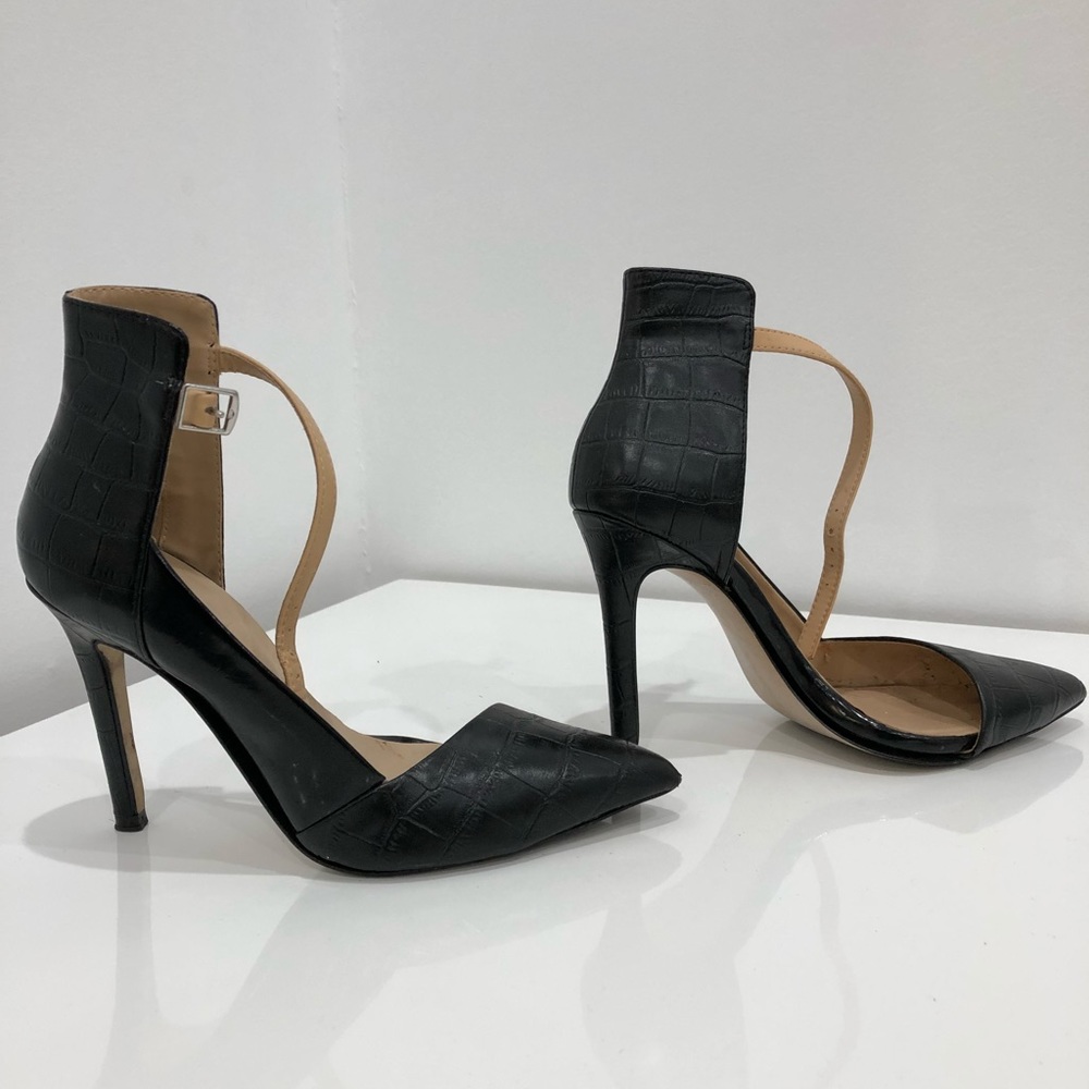 ZARA Faux leather embossed high heeled sandals